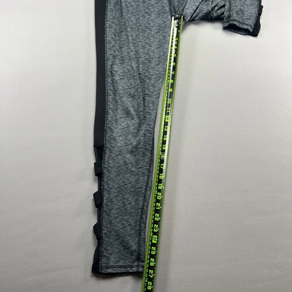 Game Time Leggings Womens Medium Heather Gray Stretch Mesh Panels Elastic Waist